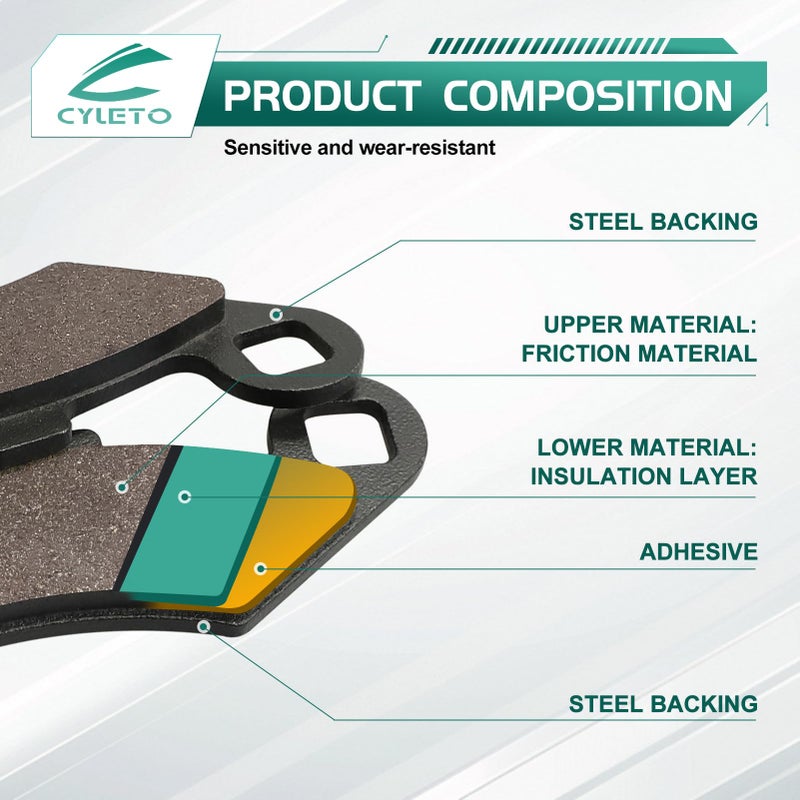 Cyleto Front and Rear Brake Pads for POLARIS SPORTSMAN 400 450 500 600 700 800 4x4 Scrambler 500 400 Magnum 330 500 Trail Blazer 250 330 Trail Boss 330 Xpedition 325 4X4 ATV 2000-2014 - Image 3